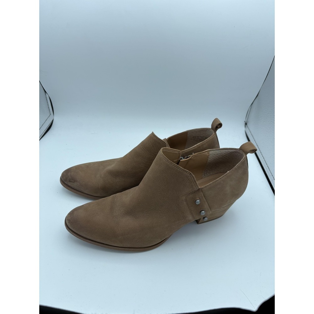 Franco Sarto Boots Womens Size 6 Beige Leather Ankle Booties‎ Studded Zip